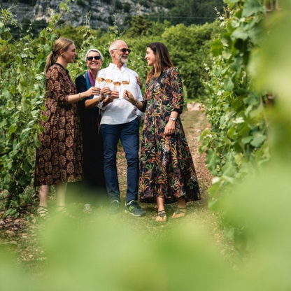 Degustazione nel vigneto in Trentino, cantina Maso Martis