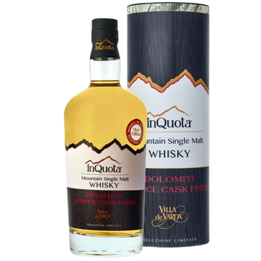 PRIMA EDIZIONE Whisky di Montagna Dolomiti Spruce Cask Finish, bottiglia, prodotto, selezione limitata